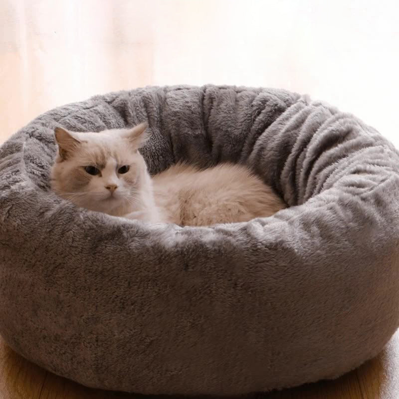 The Ultimate Comfort: Long Plush Donut Round Pet Sleeping Bed