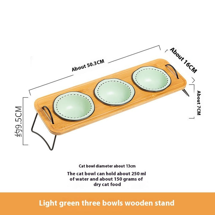 Wooden Rack Ceramic Pet Feeding Bowl: Elevate Your Pet's Dining Experience